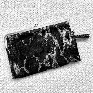 Snake-Embossed Frame Clutch Metallic Silver Top Snap Evening Bag